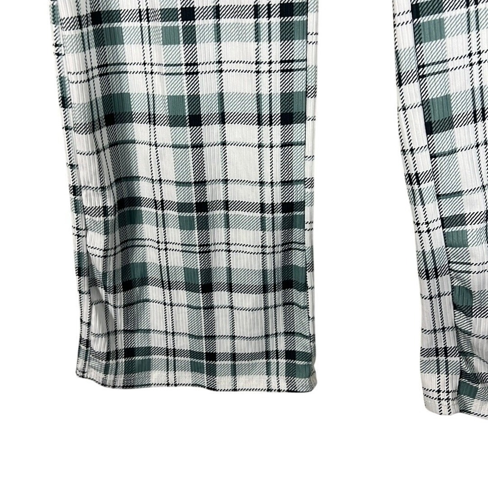 Caution to the Wind Plaid Knit Wide Leg Pants Green White Retro Festival Size S - Picture 4 of 6